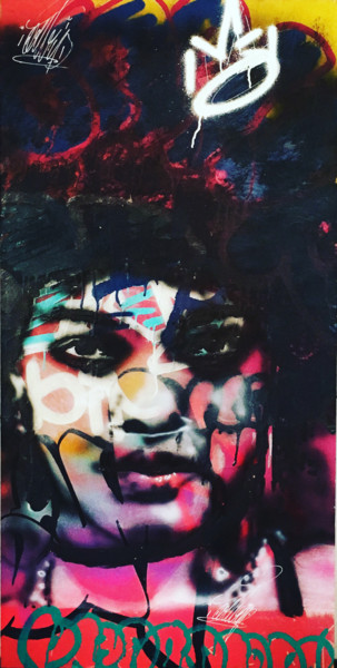 Pittura intitolato "pharaon noir 2019" da Arttrip, Opera d'arte originale, Spray