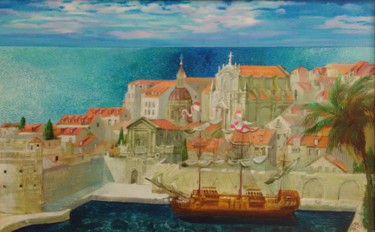 「Dubrovnik」というタイトルの絵画 Boyan Yanevによって, オリジナルのアートワーク, オイル
