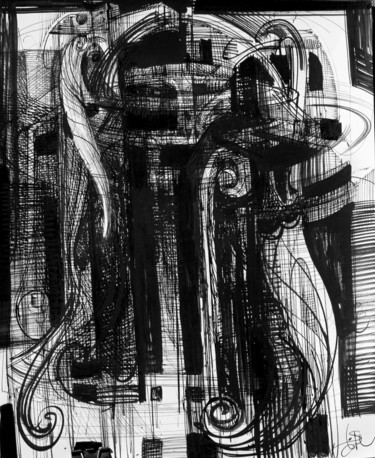 Drawing titled "Melodic architecton…" by Boyan Yanev, Original Artwork, Ink