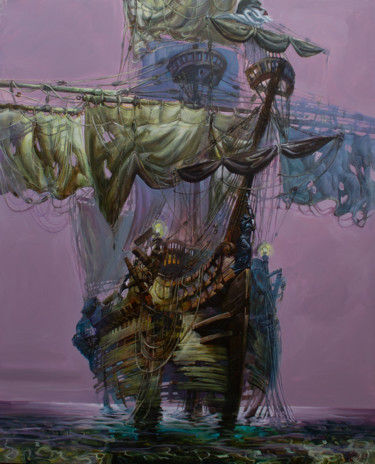 Schilderij getiteld "Requiem (violet)" door Boyan Yanev, Origineel Kunstwerk, Olie
