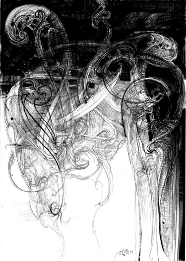 Zeichnungen mit dem Titel "Appassionato" von Boyan Yanev, Original-Kunstwerk, Tinte