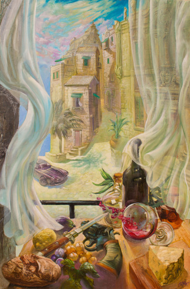 Painting titled "Naturemorte Korleon…" by Boyan Yanev, Original Artwork, Oil