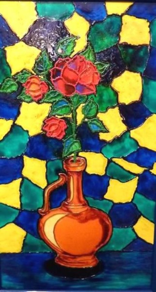 Pittura intitolato "Восточный мотив" da Elena Boyarintseva, Opera d'arte originale, Pittura di vetro colorato