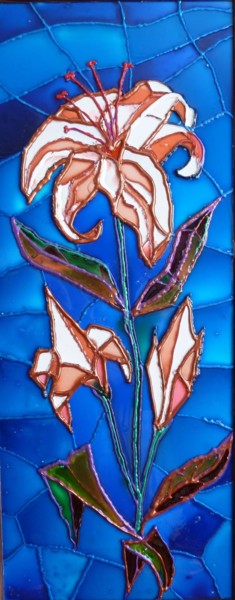 Painting titled "Лилия" by Elena Boyarintseva, Original Artwork, Stained glass painting