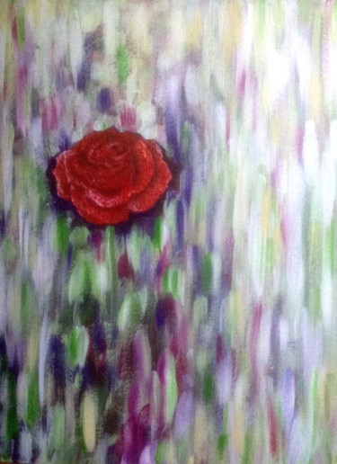 Painting titled "Красная роза" by Elena Boyarintseva, Original Artwork, Acrylic
