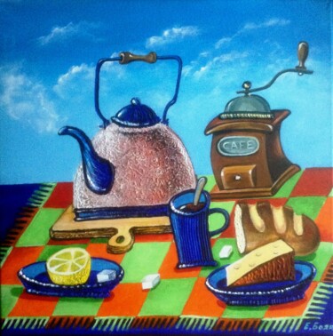 Картина под названием "Чашечку кофе не жел…" - Elena Boyarintseva, Подлинное произведение искусства, Акрил Установлен на Дер…