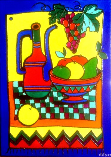 Картина под названием "Натюрморт с фруктами" - Elena Boyarintseva, Подлинное произведение искусства, Акрил Установлен на Дер…