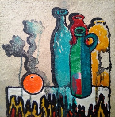 Картина под названием "Натюрморт с апельси…" - Elena Boyarintseva, Подлинное произведение искусства, Акрил Установлен на Дер…