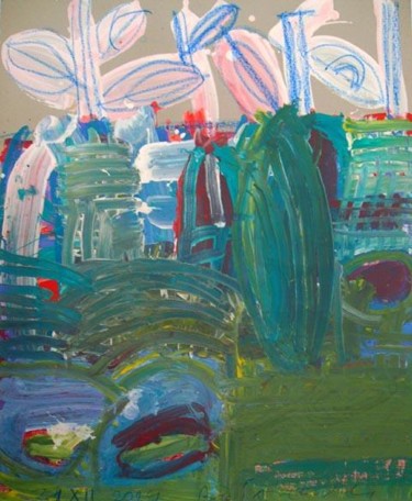 Drawing titled "green landscape_5" by Boyar, Original Artwork