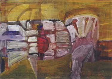 Painting titled "yellow landscape" by Boyar, Original Artwork, Oil