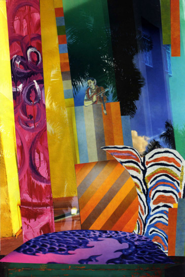 Collages titled "Rêve coloré 1" by Boyfred, Original Artwork, Paper cutting