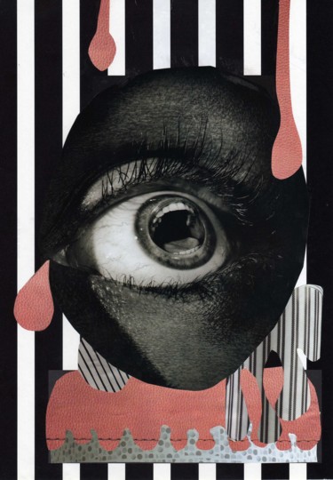 Collages intitolato "La bouche à l'oeil" da Boyfred, Opera d'arte originale, Collages
