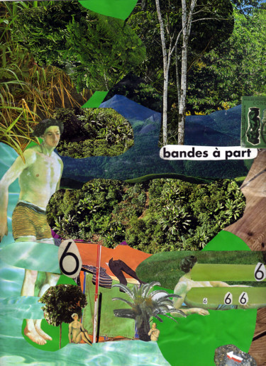 Collages intitulée "Grand Nu Vert - Ban…" par Boyfred, Œuvre d'art originale, Collages