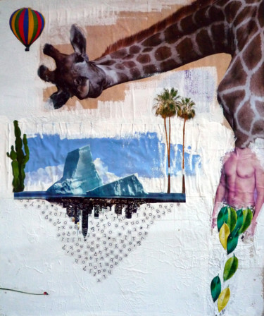 Collages titled "L'Homme girafe - Le…" by Boyfred, Original Artwork, Collages