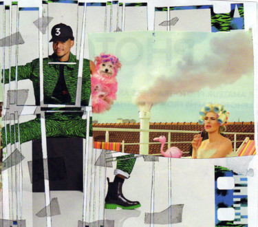 Collagen mit dem Titel "Boy jump" von Boyfred, Original-Kunstwerk, Collagen