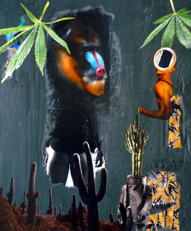 Collages intitolato "L'Homme-mandrill -…" da Boyfred, Opera d'arte originale, Collages