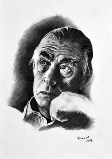 Drawing titled "Эрих Мария Ремарк\E…" by Boytsov, Original Artwork, Charcoal