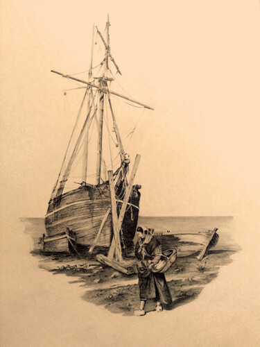 Drawing titled "Полдень. Прибрежные…" by Boytsov, Original Artwork, Pencil