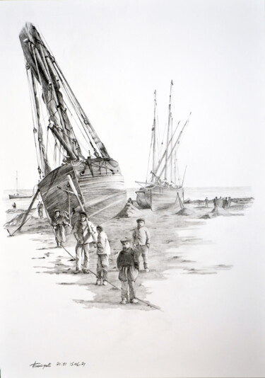 Zeichnungen mit dem Titel "Children of the Sea…" von Boytsov, Original-Kunstwerk, Bleistift