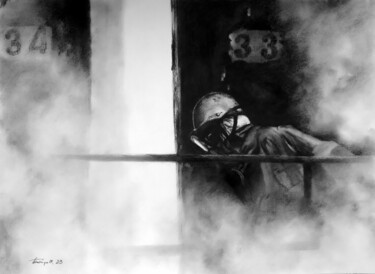 Рисунок под названием "3 + 3" - Boytsov, Подлинное произведение искусства, Древесный уголь