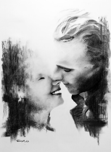 Drawing titled "Scent of a Woman" by Boytsov, Original Artwork, Charcoal