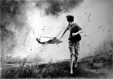 Drawing titled "Requiem for Valkyrie" by Boytsov, Original Artwork, Charcoal