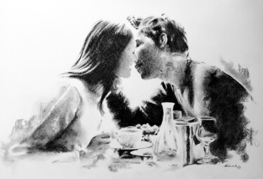 Drawing titled "Coffee with cream" by Boytsov, Original Artwork, Charcoal