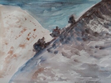 Painting titled "ALPES III" by Bozena  D G, Original Artwork, Watercolor