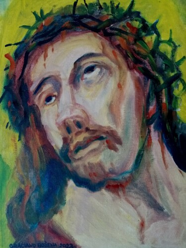 Pintura intitulada "JESUS PORTE LA COUR…" por Bozena  D G, Obras de arte originais, Óleo