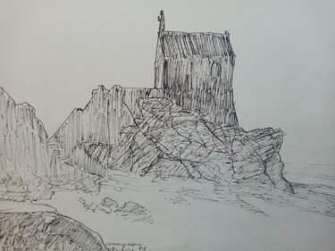 Drawing titled "MT.ST. MICHEL I" by Bozena  D G, Original Artwork, Gel pen