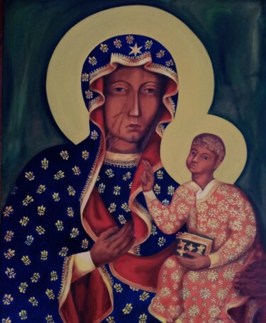 Painting titled "MATKA BOSKA CZESTOC…" by Bozena  D G, Original Artwork, Oil