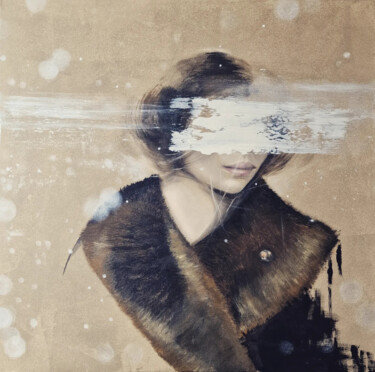 Картина под названием "snowflake" - Bożena Sieczyńska, Подлинное произведение искусства, Акрил Установлен на Деревянная рама…