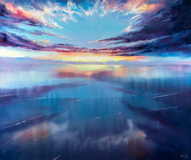 Картина под названием "The Pacific" - Bozhena Fuchs, Подлинное произведение искусства, Масло Установлен на Деревянная рама д…