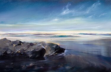 Painting titled "The Tide" by Bozhena Fuchs, Original Artwork, Oil Mounted on Wood Stretcher frame