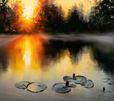 Картина под названием "Summer evening on t…" - Bozhena Fuchs, Подлинное произведение искусства, Масло