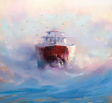 Painting titled "Through the Sunny H…" by Bozhena Fuchs, Original Artwork, Oil Mounted on Wood Stretcher frame