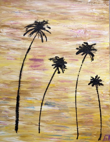 Peinture intitulée "Palms" par Bozshena Kostromska, Œuvre d'art originale, Huile