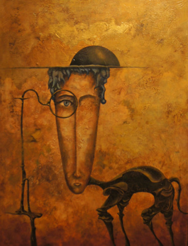 Painting titled "Innerer Schweinehun…" by Bogdan Pilatowicz, Original Artwork, Oil