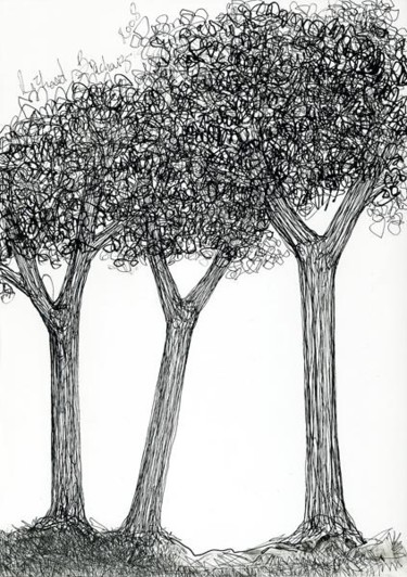 Dessin intitulée "D28-série des arbres" par Richard Brachais, Œuvre d'art originale, Autre