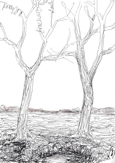 Dessin intitulée "D47-série des arbres" par Richard Brachais, Œuvre d'art originale, Autre