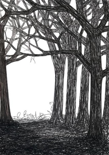 Dessin intitulée "D52-série des arbres" par Richard Brachais, Œuvre d'art originale, Autre