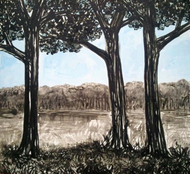 Peinture intitulée "539-PP-arbres de ch…" par Richard Brachais, Œuvre d'art originale, Huile