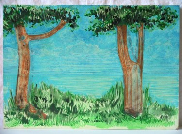 Peinture intitulée "deux arbres-6/7" par Richard Brachais, Œuvre d'art originale, Huile