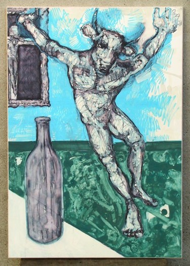 Schilderij getiteld "Fou de joie ou" door Richard Brachais, Origineel Kunstwerk, Olie