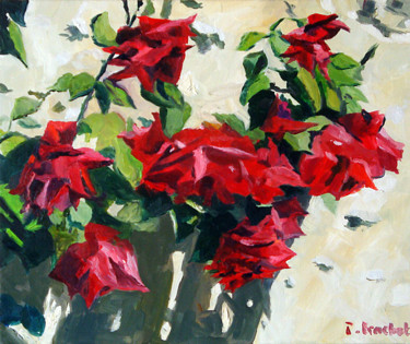 Pittura intitolato "Roses à Vilandry" da Pascal Brachet, Opera d'arte originale, Olio