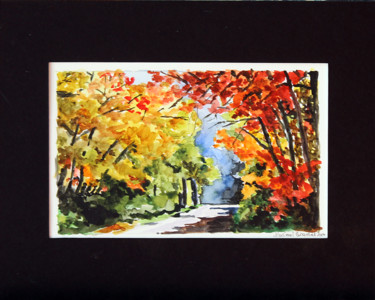 Pintura intitulada "couleurs d'automne" por Pascal Brachet, Obras de arte originais, Aquarela