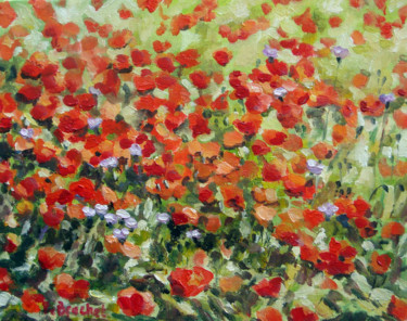 Painting titled "les fleurs sauvages" by Pascal Brachet, Original Artwork, Oil