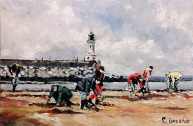 Painting titled "Pêche aux crustacés" by Pascal Brachet, Original Artwork, Oil