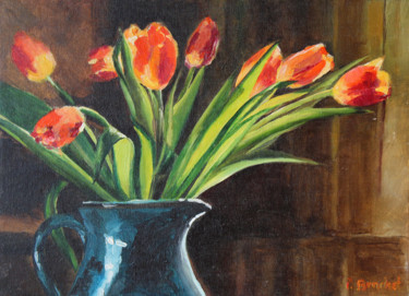 Peinture intitulée "Tulipes" par Pascal Brachet, Œuvre d'art originale, Huile