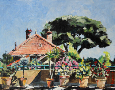 Painting titled "La terrasse" by Pascal Brachet, Original Artwork, Acrylic